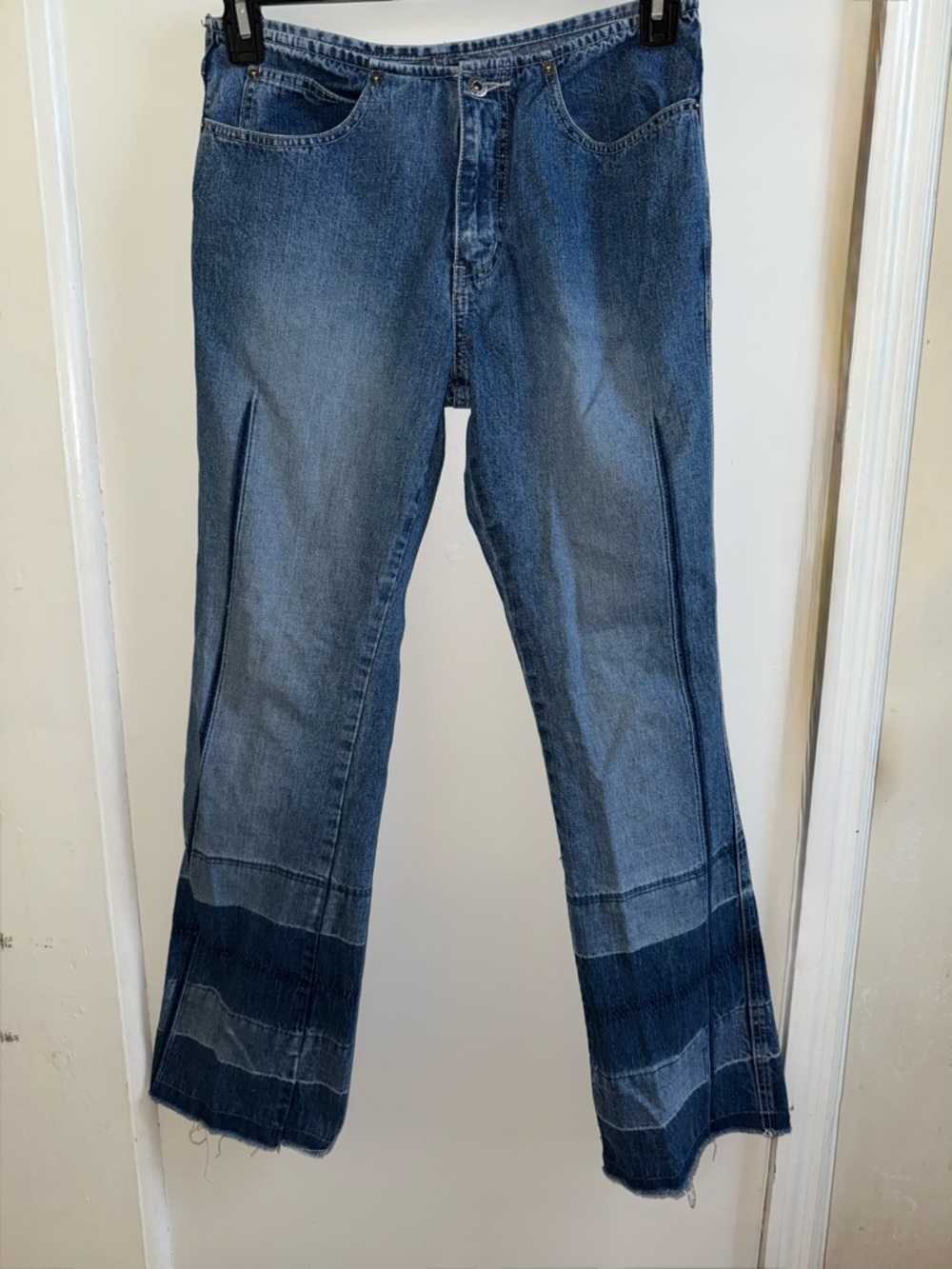 VTG Route 66 Low Rise Patchwork Hem Flare Jeans Sz 8